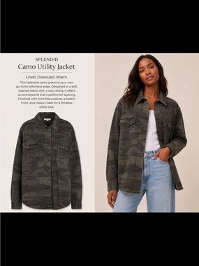 Splendid Dark Olive Camo Utility Jacket